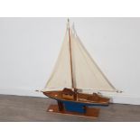 Model Yacht sailing boat on stand, handpainted