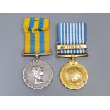 2 war medals includes the British Queen Elizabeth II korea medal 1950-53 awarded to P/SMX 77/5/5 G.