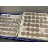 Elizabeth II coin collection held in blue folder containing Pre and post decimalisation