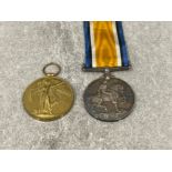 Medals WWI pair of silver war medal and Victory medal awarded to 165977 C.Q.M Sjt.V Mahy Royal