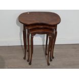 Burr walnut nest of 3 tables