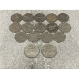 16 x 50p coins including Girl guides, NHS and others