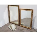 2 large gilt framed hall mirrors pkus oval shaped mirror, size of largest mirror 70x102cm