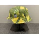 WWII German Stahlhelm with liner and in camouflage. Excellent condition