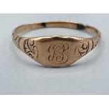 Antique Edwardian 9ct gold signet ring size V 2.1g