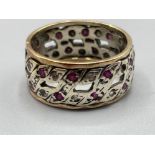 Vintage 9ct gold Ruby set ring. Size P 5.7g