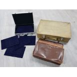 Vintage Antler suitcase together with leather spencer case and coin hardcase with trays