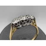 Ladies 18ct gold 3 stone diamond ring. Approx .33ct 2.8g size K1/2