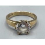 Ladies 9ct gold solitaire ring. Comprising of a round CZ size M 3.3G