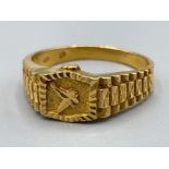 22ct gold Rolex style watch ring. Size T1/2 5.5G