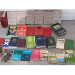 Mixture of books including foreign languages,a number of old bibles and six books of Winston