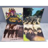 4 beatles LP records includes Yellow submarine nothing is real, beatles for sale, live at the bbc