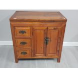 Sheesham wood Oriental style cupboard with 3 drawers, 80x80x50cm