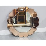 2 tone all glass flower shaped mirror 60cm