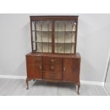 Reproduction mahogany sideboard with display cabinet top, 138cm x 189cm