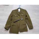 Mans army uniform jacket, height 176, chest 104, waist 88 together with bayonet and scabbord