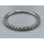 Ladies 9ct white gold diamond half eternity ring size L 1.2g