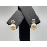 9ct gold pearl and CZ earrings