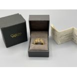 Ladies 9ct gold Clogau ornate diamond ring. The fancy Welsh gold flower and leaf design set with