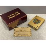 Gold foil 24ct playing cards in presentation case