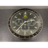 Wall clock in the style of Omega Speedmaster 34cms