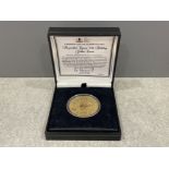 Gold 22ct plated on silver Queen Elizabeth II 80th birthday coin in original case