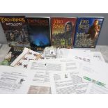 Games workshop Lord of the rings rulebooks from all 3 films plus dice, character charts, scenarios