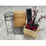 Miscellaneous items including plant stand and vases