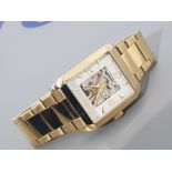 Automatic Pendule mens wristwatch, 14ct gold plated stainless steel case and bracelet, white semi