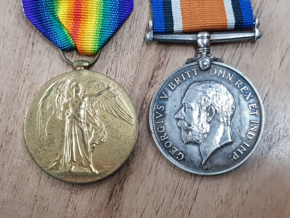 Medals WWI pair of silver medal and victory medal awarded to T-392721 DVR. J.S.Hodson. A.S.C - Image 2 of 3