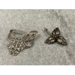 2 x Silver brooches