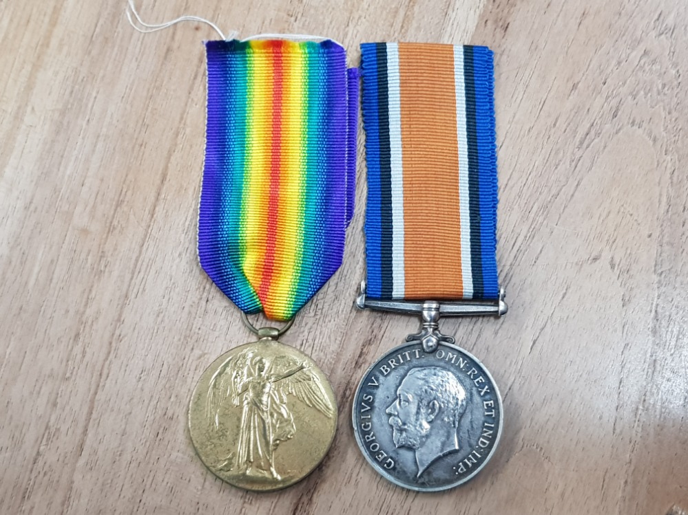 Medals WWI pair of silver medal and victory medal awarded to T-392721 DVR. J.S.Hodson. A.S.C