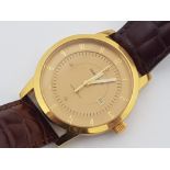 Diamond and co masterpiece mens gold dial watch with brown leather straps and original box in good