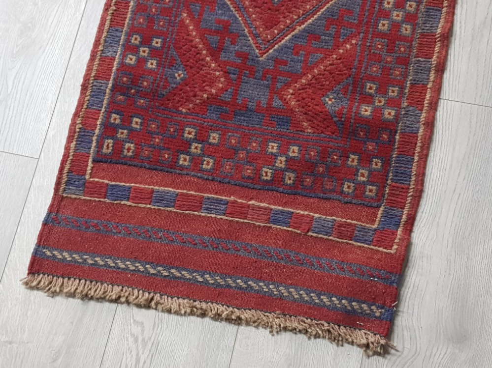 Fringed handmade afghan mashwani runner rug, 242x58cm - Image 2 of 3