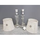 Pair of superb crystal tablelamps with jewelled shades