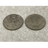 2 silver Queen Elizabeth II coins 1972 and 1977 uncirculated