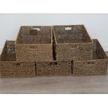 5 wicker storage baskets, matching 54x39cm