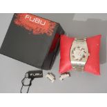 Fubo the collection mens sports wristwatch, base metal case with 2 spare links and original box