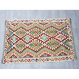 Fringed afghan choli kilim rug, 148x98cm