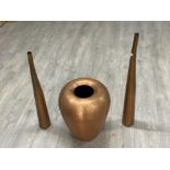 3 copper vases