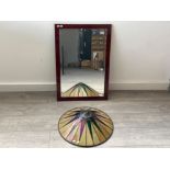 Tiffany style lamp shade and Mirror in walnut effect