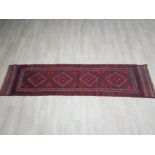 Afghan Meshwani runner fringed rug 244x65cm