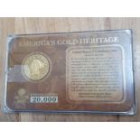 American Mint 2 1/2 Dollar coin, americas gold heritage collectors 24ct layered coin in original