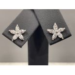 Ladies 9ct white gold stone set stud earrings.