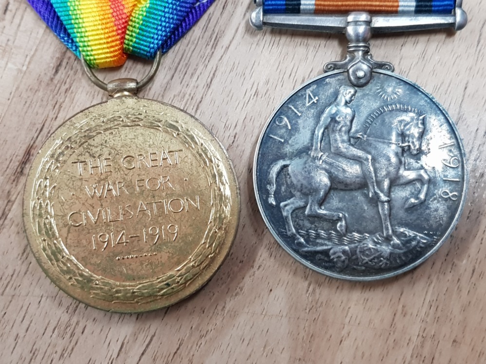Medals WWI pair of silver medal and victory medal awarded to T-392721 DVR. J.S.Hodson. A.S.C - Image 3 of 3