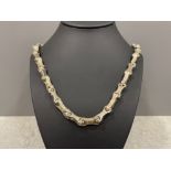 24” silver ornate neck chain with patterned and plain movable links