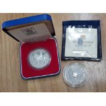 Royal Mint silver proof 1993 £5 crown and 1977 silver proof crown