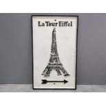 Cast metal Eiffel Tower sign, La tour eiffel with arrow pointing right, 19x31cm