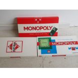 3 boxed vintage monopoly boardgames, irish, Belgium and german editions, all in excellent