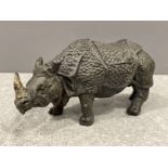 Cold painted bronze inkwell in the form of a Rhino